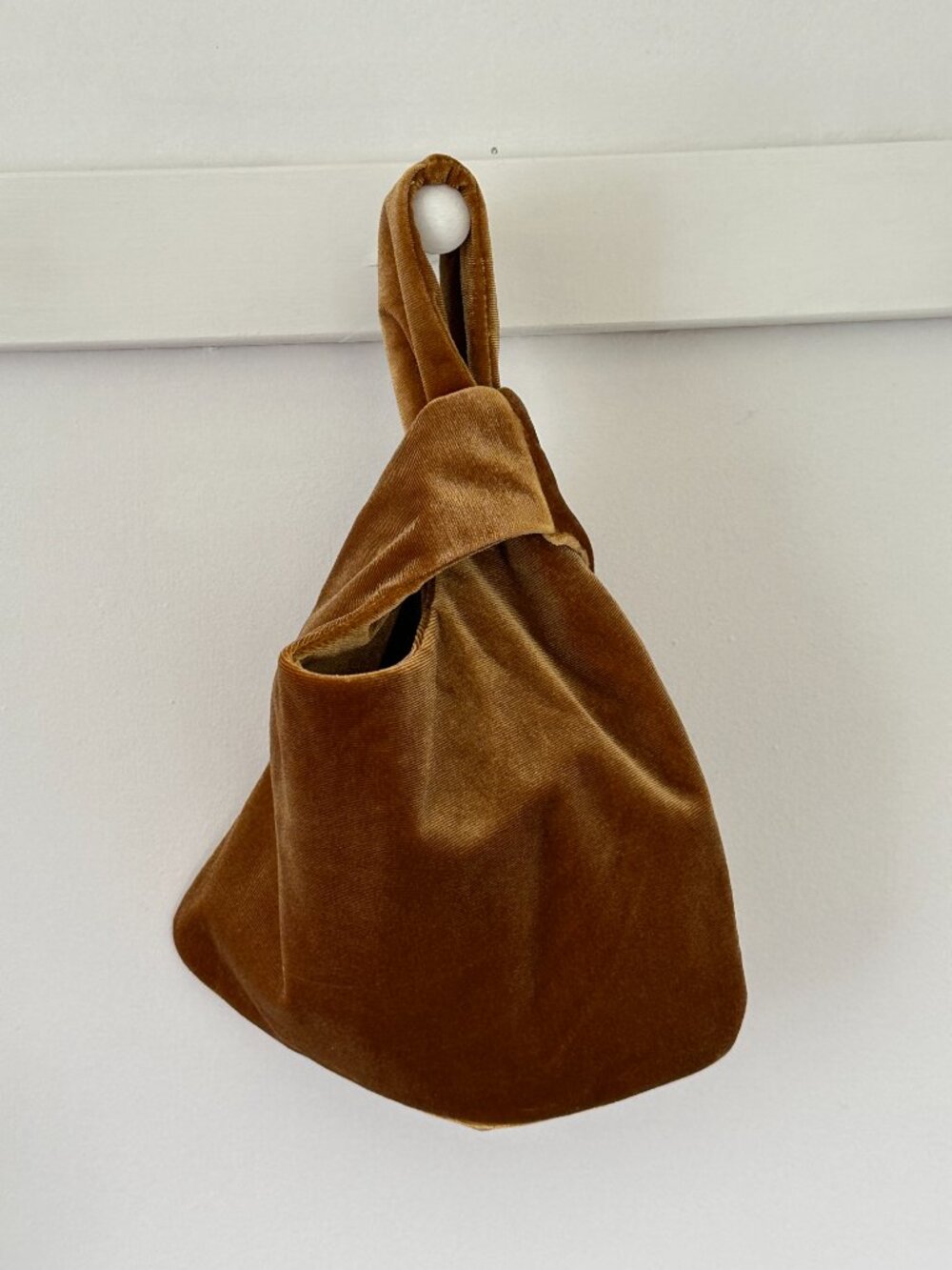 Velvet Wristlet Clutch in Brown